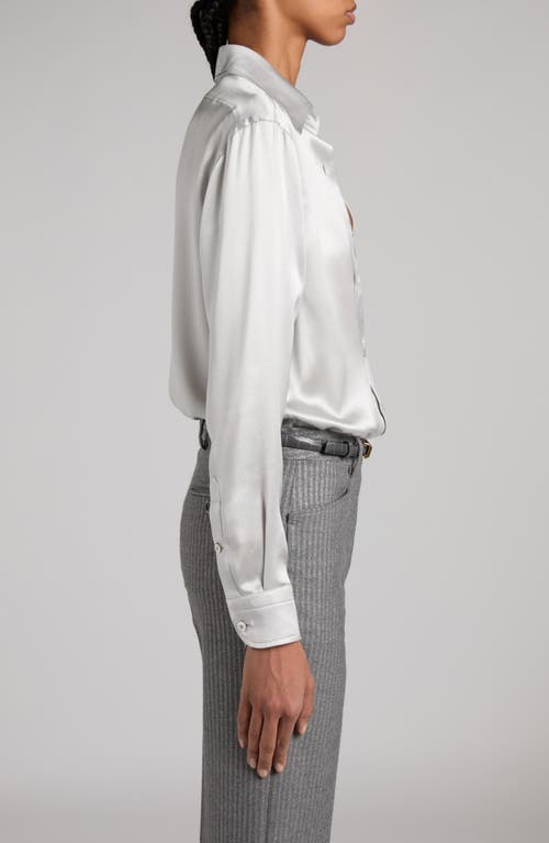 Tom Ford Stretch Silk Satin Relaxed Fit Shirt Clothing In Ig018 Pale Grey