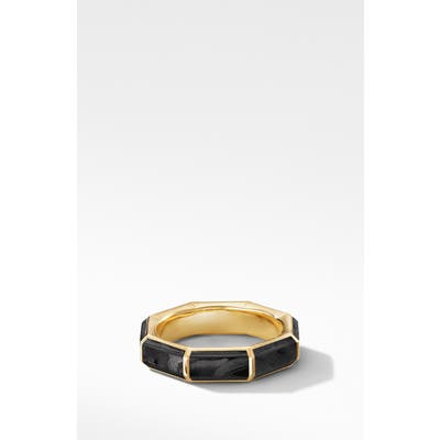 David Yurman Faceted 18K Yellow Gold Band Ring With Forged Carbon