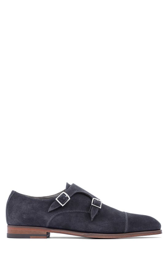 Shop To Boot New York Addison Double Monk Strap Shoe In Blue Suede