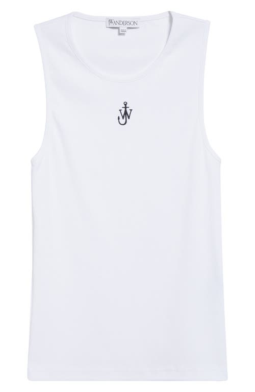 JW Anderson Embroidered Anchor Stretch Cotton Tank White at Nordstrom,