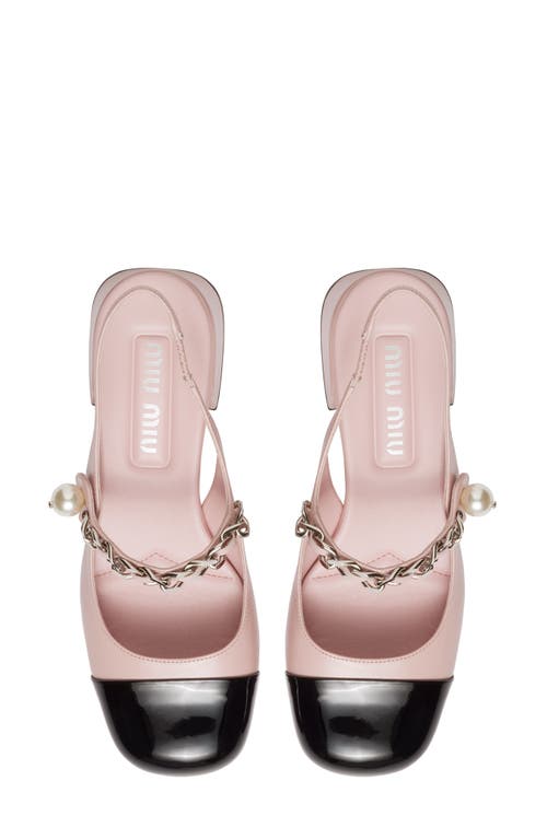 Shop Miu Miu Mary Jane Cap Toe Slingback Pump In Alabastro/nero