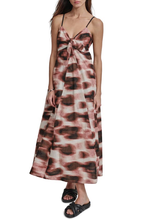 Shop Dkny Tie Front Maxi Dress In Abstract Dot
