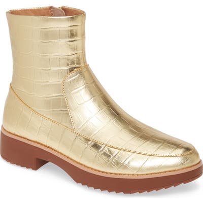 Fitflop Kinbey Croc Embossed Bootie- Metallic