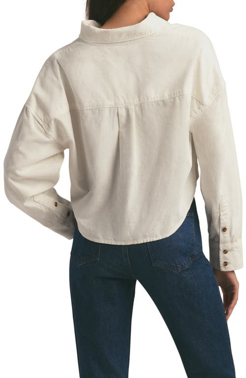 Shop Favorite Daughter The Crop Cotton Corduroy Button-up Shirt In Tusk