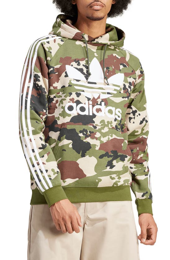 Shop Adidas Originals Lifestyle Camo Hoodie In Wild Pine
