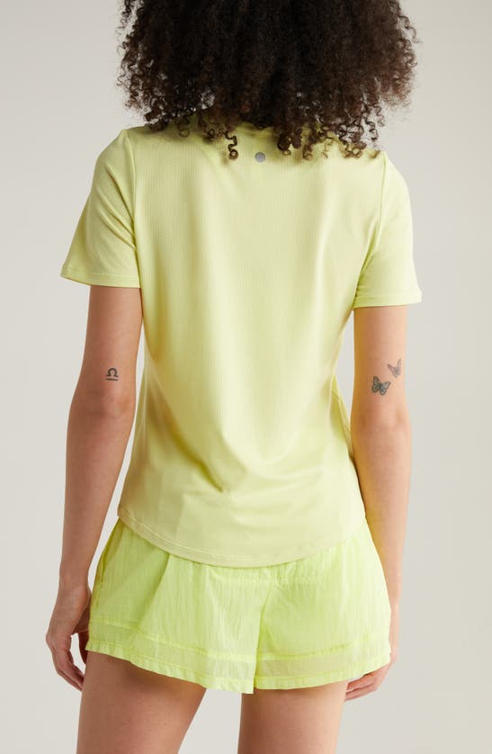 Shop Zella Motivate Perforated Crewneck T-shirt In Green Finch