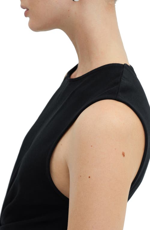 Mango Center Twist Cotton Midi Dress In Black