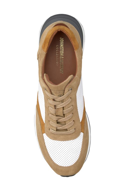 Johnston & Murphy Collection Briggs Perfed Lace-up Sneaker In Taupe/brown/white Italian