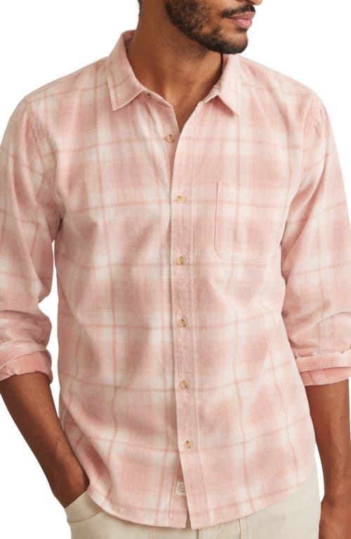 Lightweight Plaid Corduroy Button-Up Shirt in Pink Plaid