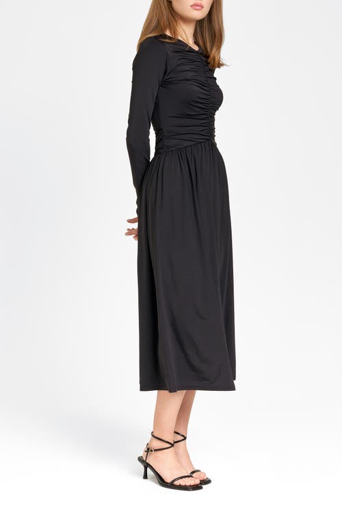 Shop Wayf Pippa Center Ruched Long Sleeve Knit Dress In Black