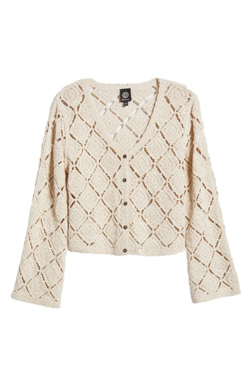 Shop Bobeau Crochet Cardigan In Light Oatmeal