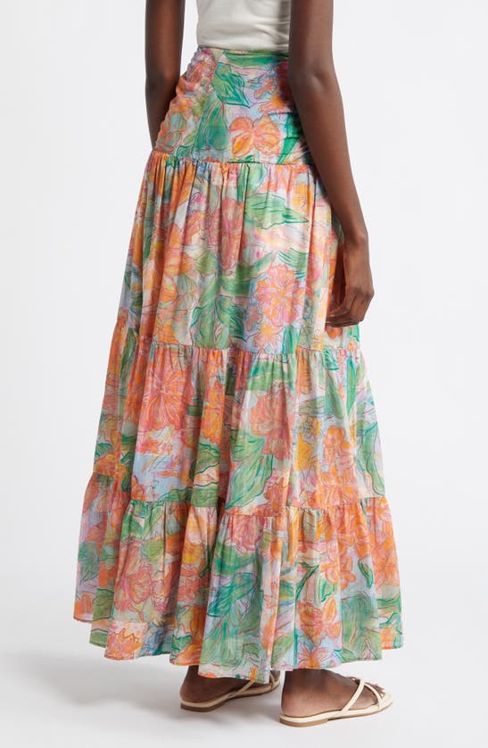 Shop Rails Agatha Floral Tiered Cotton Maxi Skirt In Tropics