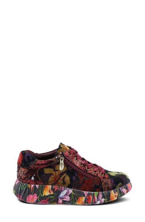 L'artiste By Spring Step Dallyn Floral Platform Sneaker In Bordeaux Multi