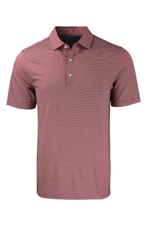 Shop Cutter & Buck Double Stripe Performance Recycled Polyester Polo In Bordeaux/white