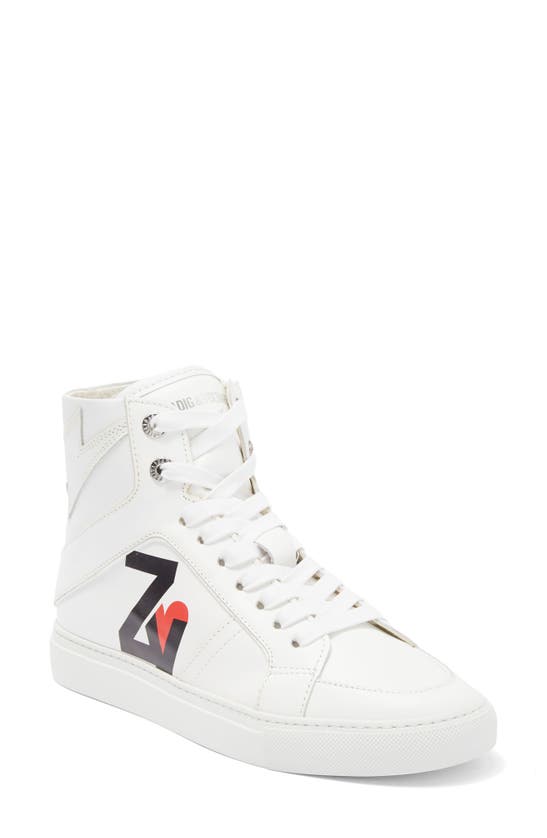 Shop Zadig & Voltaire Zv1747 High Flash Sneaker In Blanc