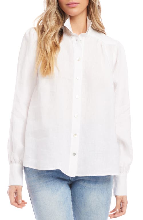 FIFTEEN TWENTY Gathered Yoke Linen Button-Up Blouse in White