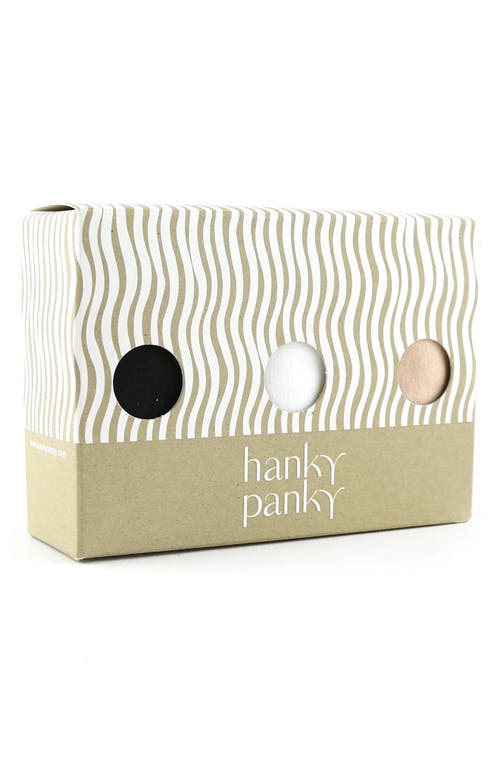 Hanky Panky 3-pack Low Rise Thong In Black/white/chai