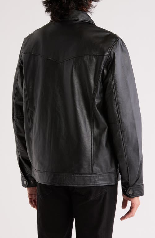 Frye Leather Trucker Jacket In Black