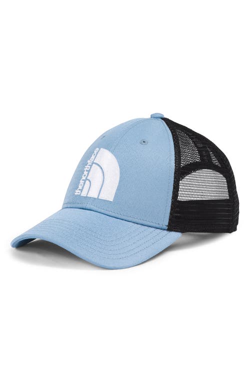 The North Face Mudder Recycled Trucker Hat In Steel Blue/jumbo Hd Logo