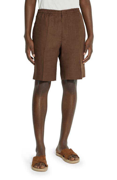 Shop Zegna Oasi Linen Twill Shorts In Ferruggine