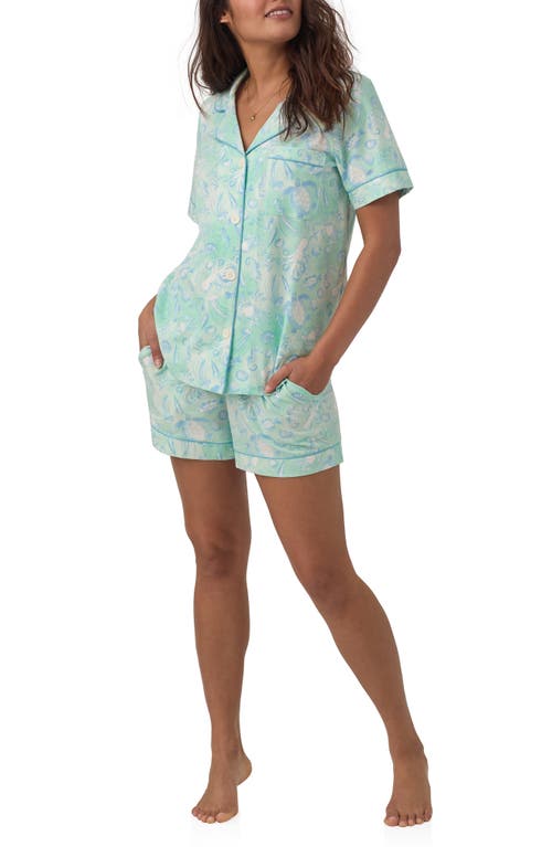 Bedhead Pajamas Print Stretch Organic Cotton Jersey Short Pajamas In Aquatic Life