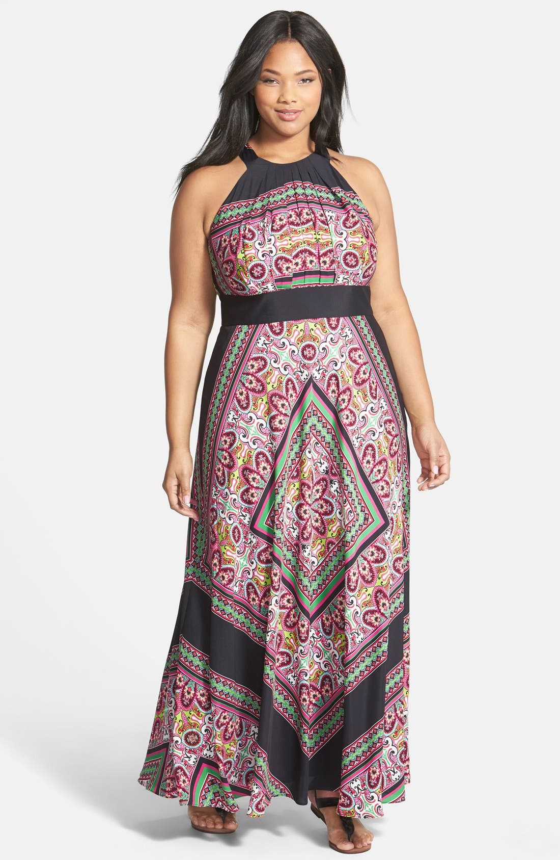 Eliza J Scarf Print Halter Maxi Dress (Plus Size) Nordstrom