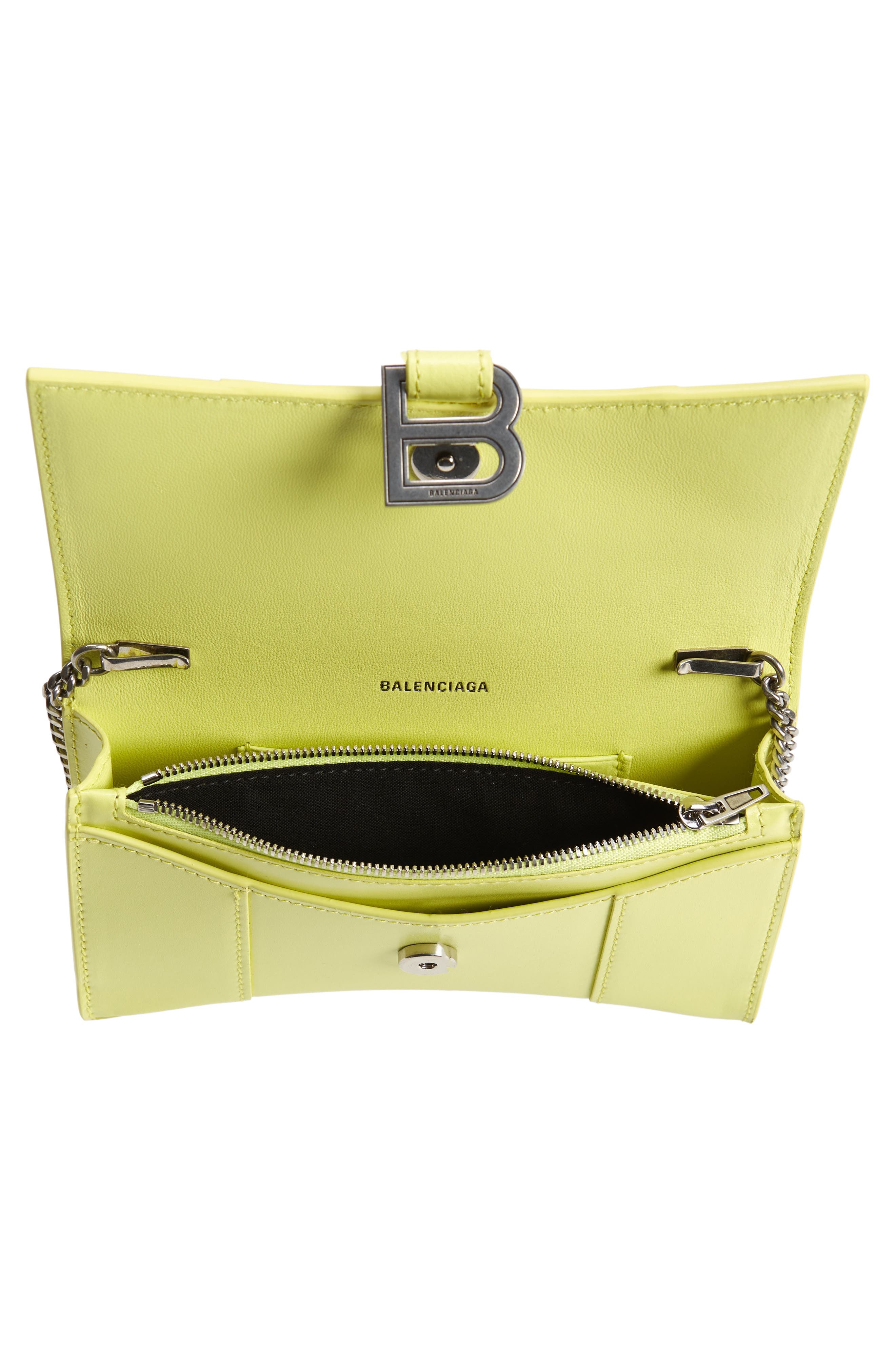 Balenciaga Hourglass Chain Wallet Leather Yellow