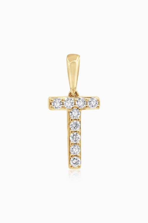 Oradina 14k Gold Luxe Letter Diamond Initial Pendant Charm In Yellow Gold - T