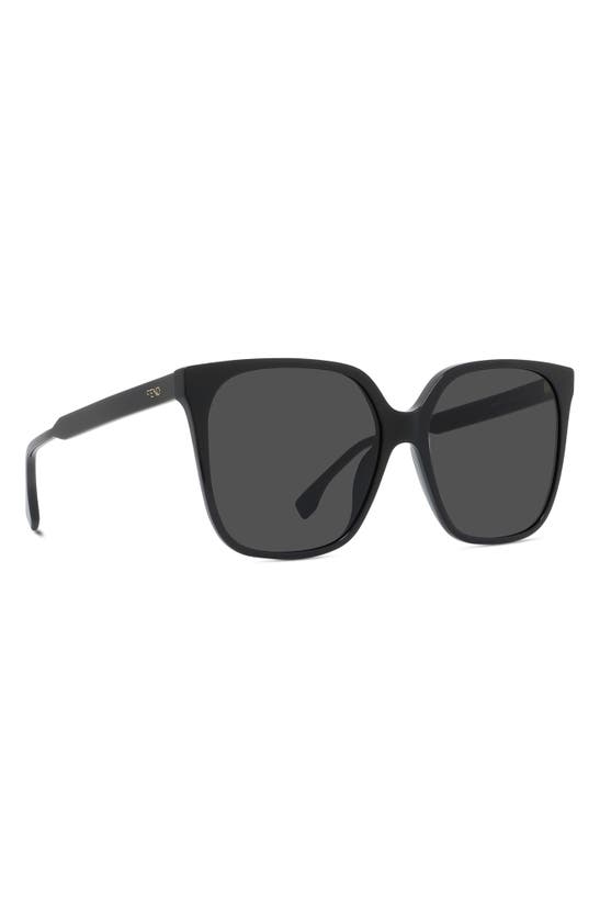 Shop Fendi The  Fine 59mm Geometric Sunglasses In Shiny Black / Smoke