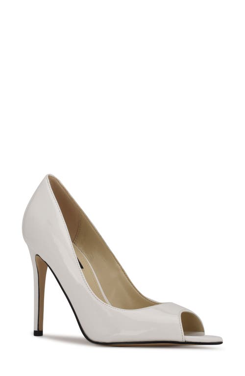 Nine West Prizz Open Toe Pump White Patent at Nordstrom,