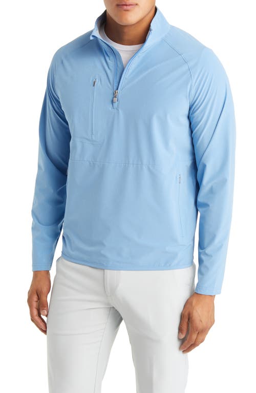 Peter Millar Crafted Flex Adapt Wind Cheater Half Zip Water Resistant Pullover in Baltic Blue at Nordstrom, Size Medium