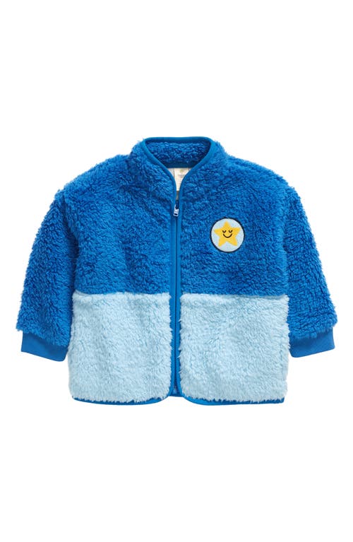 Tucker + Tate Colorblock High-Pile Fleece Zip-Up Jacket in Blue Nautical Cosmically Cool
