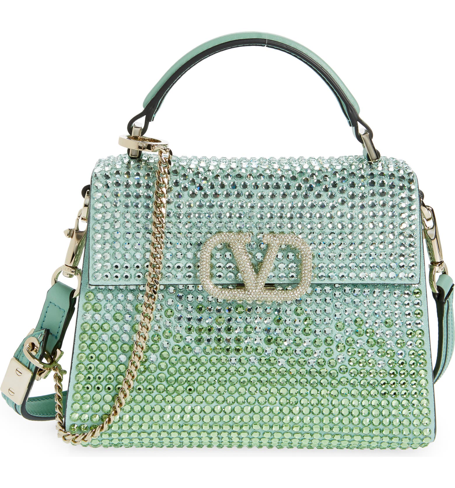 Valentino Garavani Mini VSling Crystal Embellished Top Handle Bag ...