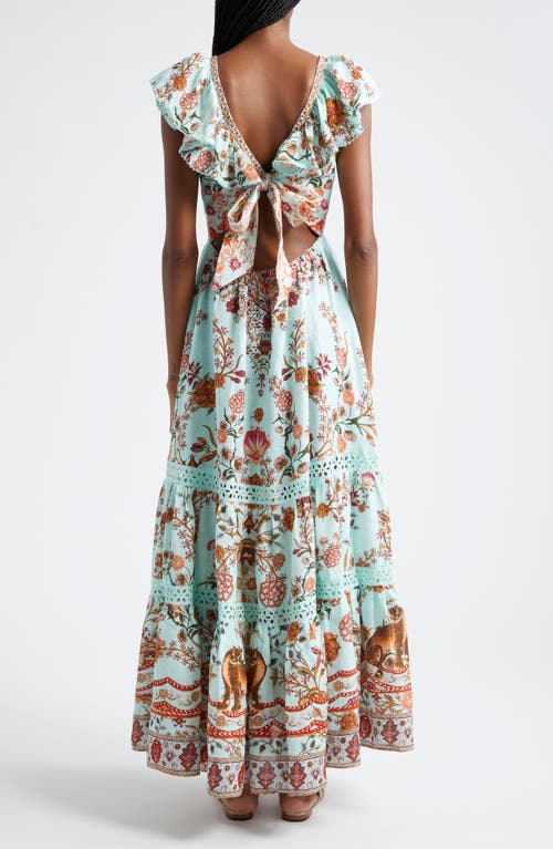 Shop Camilla Weaving Worlds Floral Tiered Linen Maxi Dress