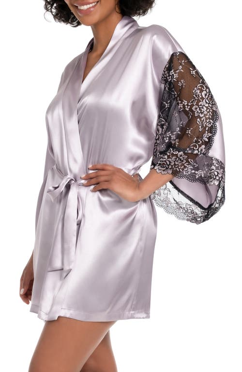 Shop In Bloom By Jonquil Ilana Lace Trim Satin Robe In Silver Lilac