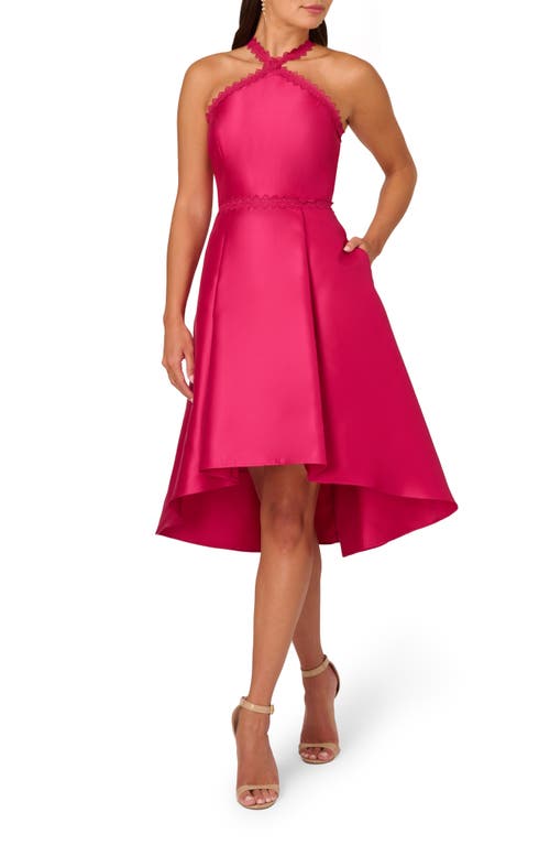 Adrianna Papell Halter High-Low Mikado Dress Cosmo Pink at Nordstrom,