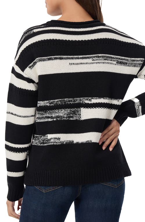 Shop Jones New York Colorblock Crewneck Sweater In Jones Black/jones White