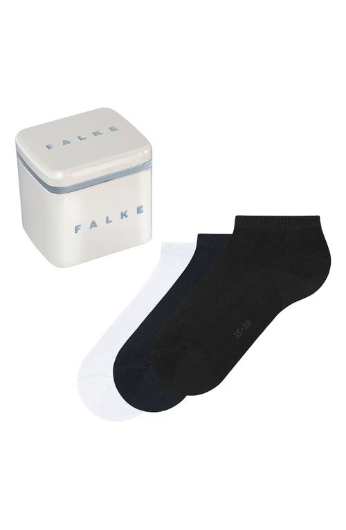 Shop Falke Happy Assorted 3-pack Sneaker Socks In White/black/dark Navy