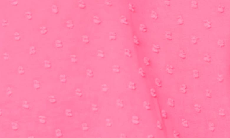 Gibsonlook Clip Dot Ruched Sleeve Chiffon Top In Bright Pink Rose