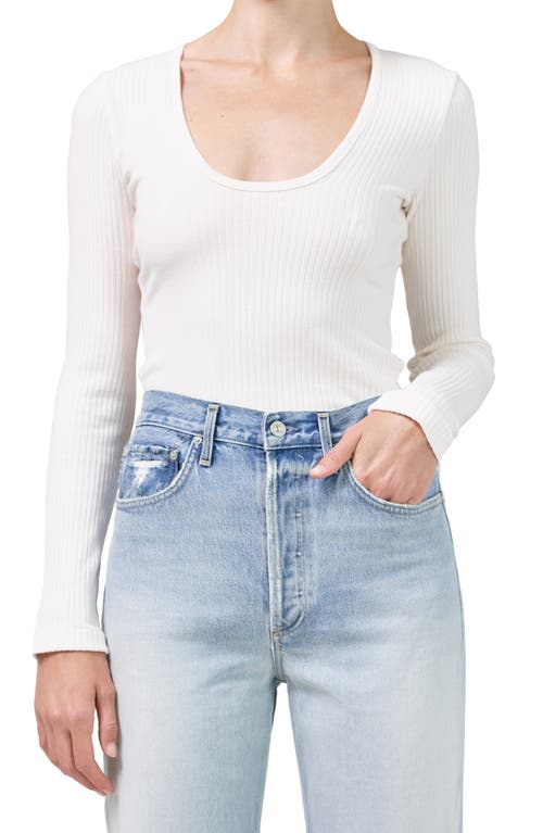 Citizens of Humanity Carolyn Long Sleeve Rib Top in Cream Pink