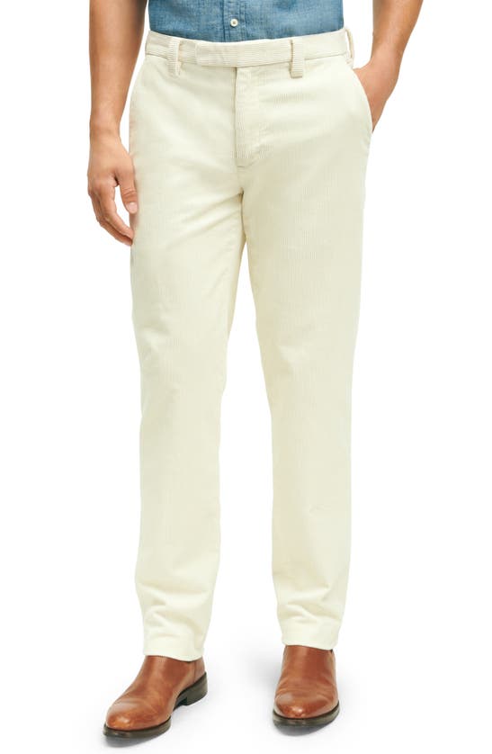 Brooks Brothers Slim Fit Cotton Wide-wale Corduroy Pants In Birch