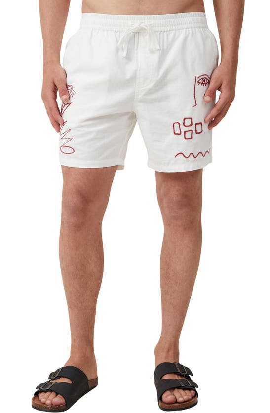 Cotton On Easy Cotton Blend Drawstring Shorts In Ecru Emb
