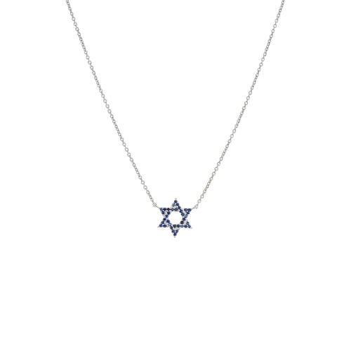 Adina Eden Sapphire Blue Star Of David Necklace 14k In 14k White Gold