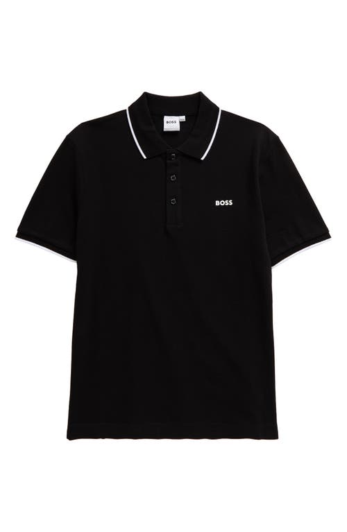 Bosswear Boss Kidswear Kids' Tipped Cotton Piqué Polo In Black