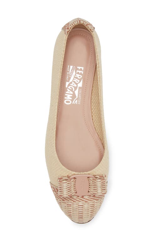 Shop Ferragamo Varina Cap Toe Flat In Beige/rose