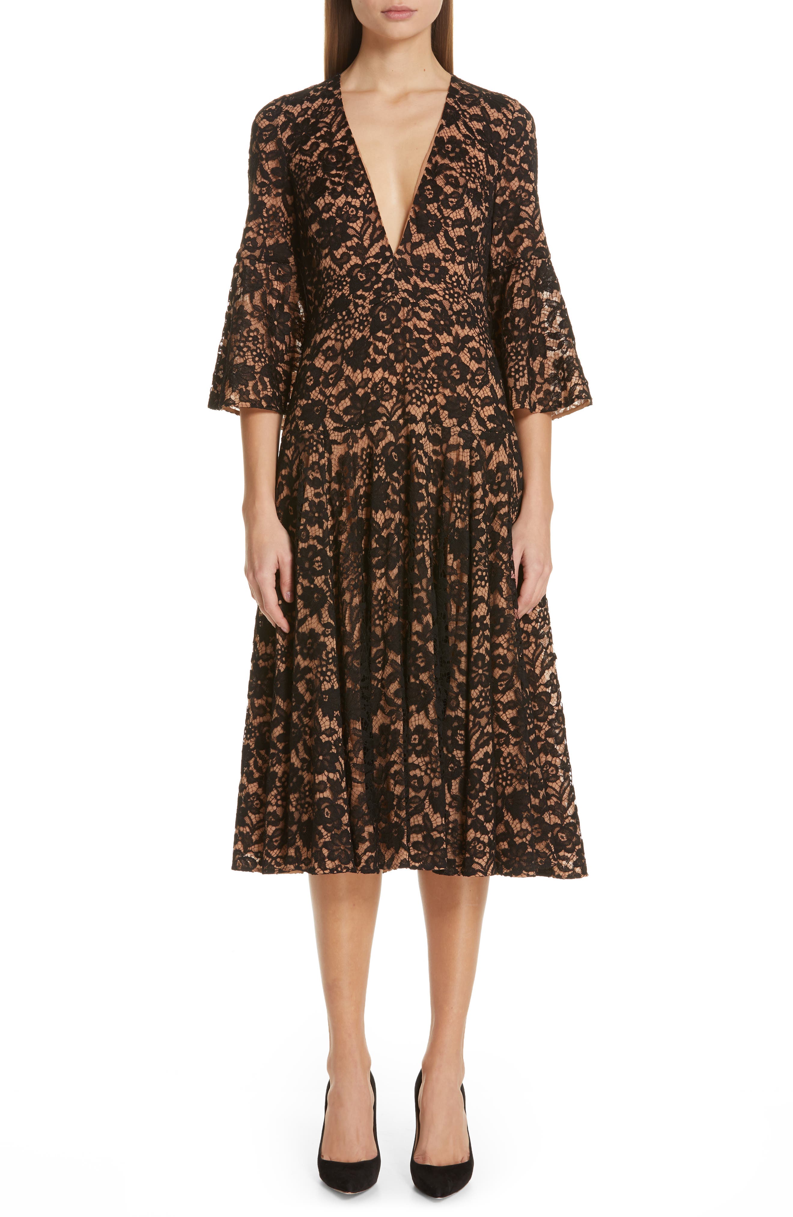 Michael Kors Bell Lace Dress, Black