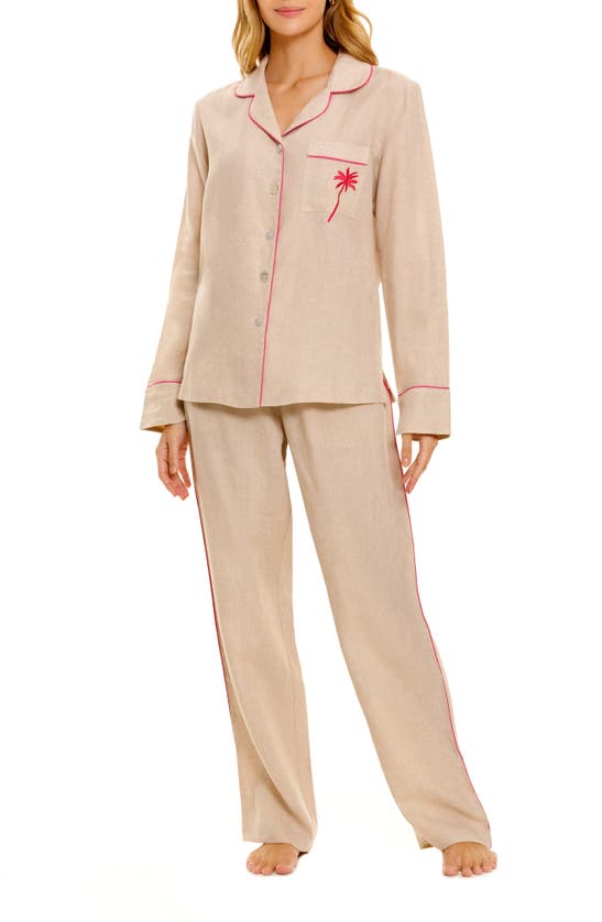 Shop The Lazy Poet Emma Linen Pajamas In Oatmeal Linen