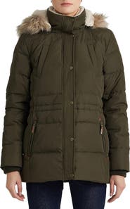 Faux fur trim down & feather fill cheap parka lauren ralph lauren