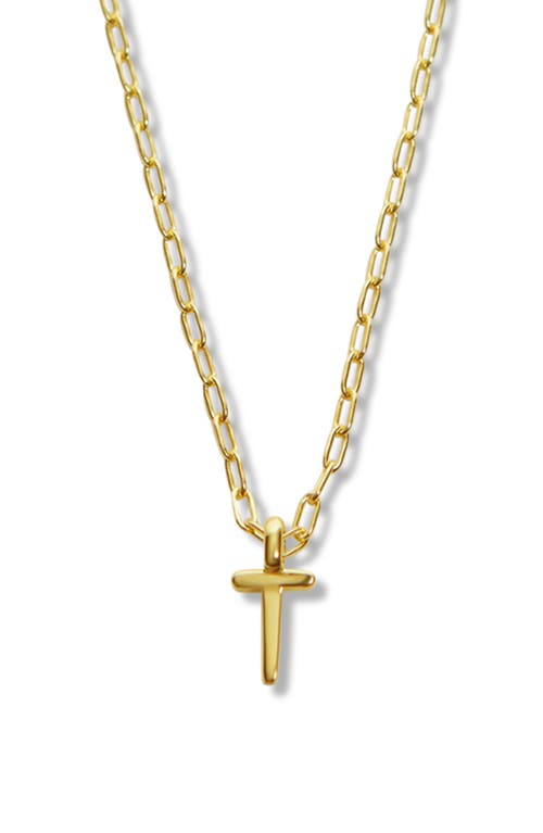 Argento Vivo Sterling Silver Initial Pendant Sterling Silver Paper Clip Chain Necklace In Gold - T