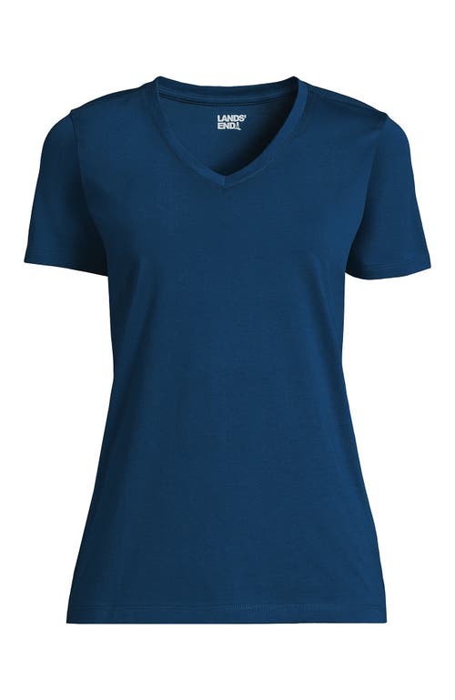 Shop Lands' End Relaxed Supima Cotton V-neck T-shirt In Baltic Teal